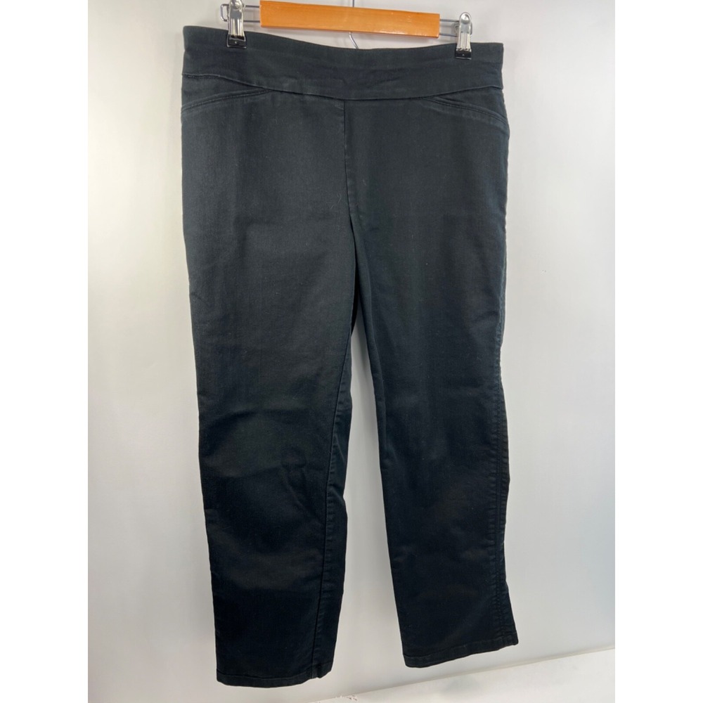 Croft and Barrow Womens Black Pull On Straight Leg Stretch Pants Business Casual